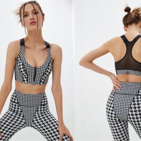 💜 Ivy Park x Adidas BRA ONLY black white houndstooth bra 2x - Picture 2 of 9